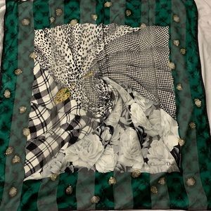 Christian Dior green and black silk scarf 30x30 in